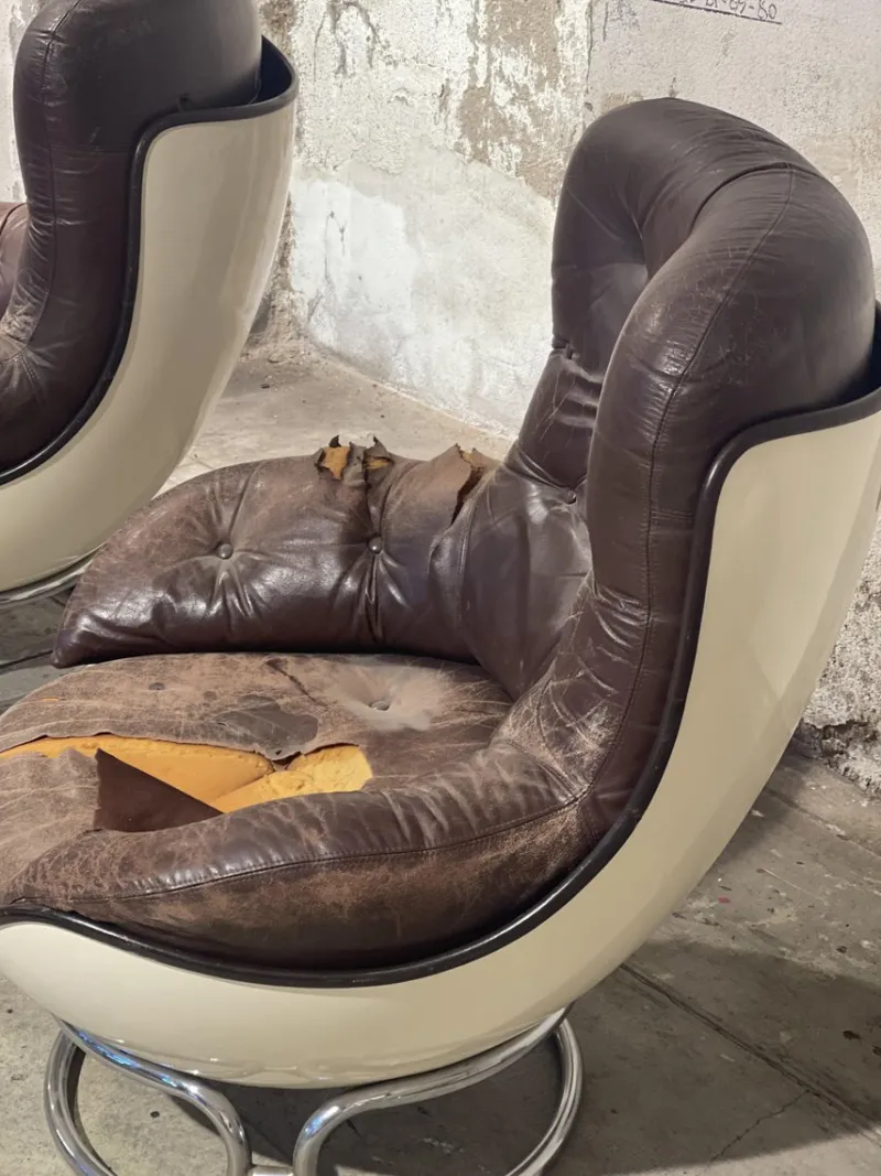 Pamono Armchairs and Ottomans by Michel Cadestin for Airborne, 1970, Set of 8> Living Room Sets