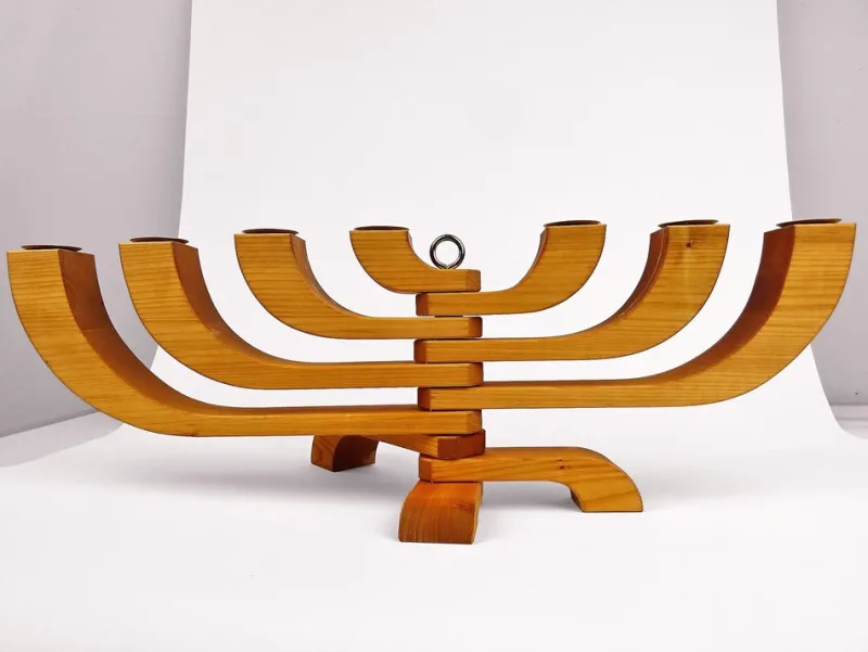 Hot Pamono 7-Armed Wooden Menora Candleholder by Jonas Grundell, 1980s