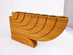 Hot Pamono 7-Armed Wooden Menora Candleholder by Jonas Grundell, 1980s