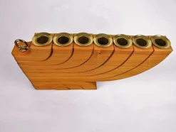 Hot Pamono 7-Armed Wooden Menora Candleholder by Jonas Grundell, 1980s
