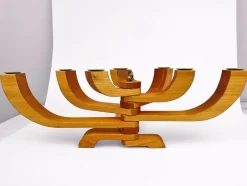 Hot Pamono 7-Armed Wooden Menora Candleholder by Jonas Grundell, 1980s