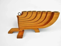 Hot Pamono 7-Armed Wooden Menora Candleholder by Jonas Grundell, 1980s