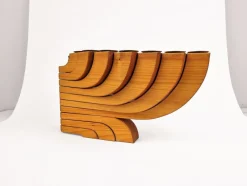 Hot Pamono 7-Armed Wooden Menora Candleholder by Jonas Grundell, 1980s