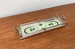 New Pamono Art Deco / Art Noveau Metal and Glass Tray
