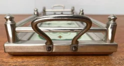 New Pamono Art Deco / Art Noveau Metal and Glass Tray