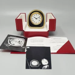 Pamono Art Deco Alarm Clock 24k Gold Plated from Cartier, 1980s><noscript><img width=