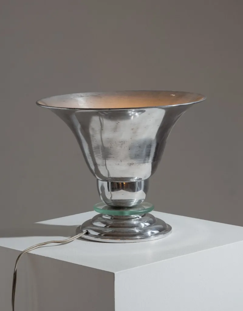Pamono Art Deco Aluminum and Glass Lamp, 1960s> Table Lamps