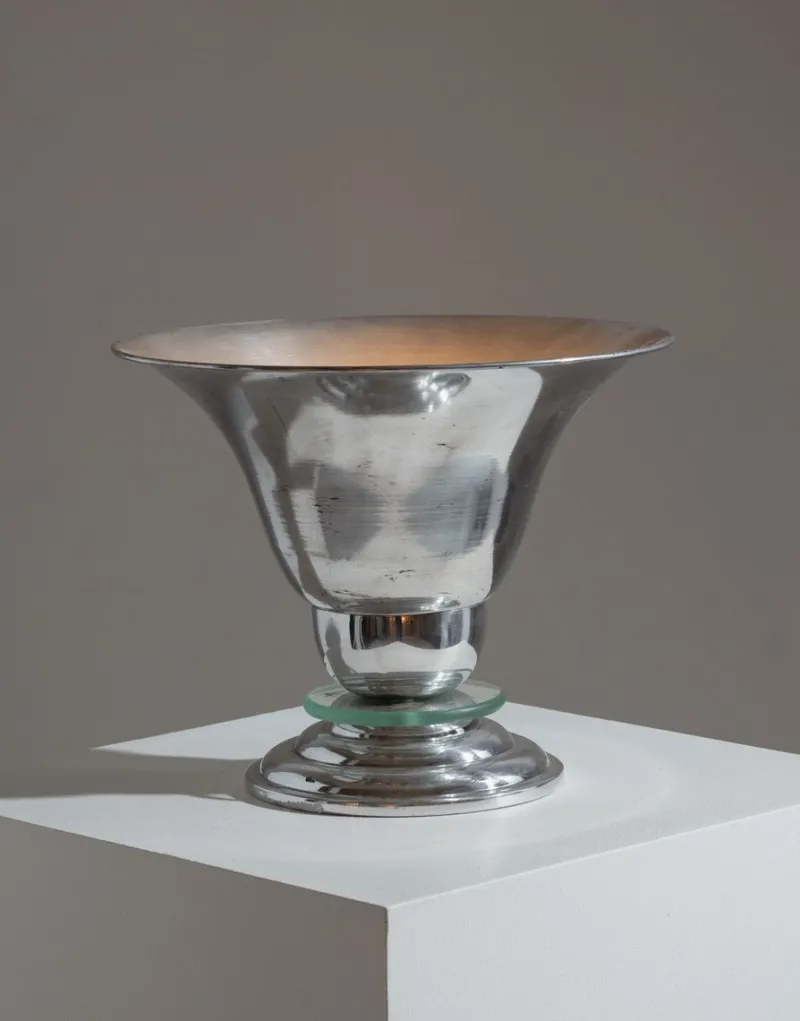 Pamono Art Deco Aluminum and Glass Lamp, 1960s> Table Lamps