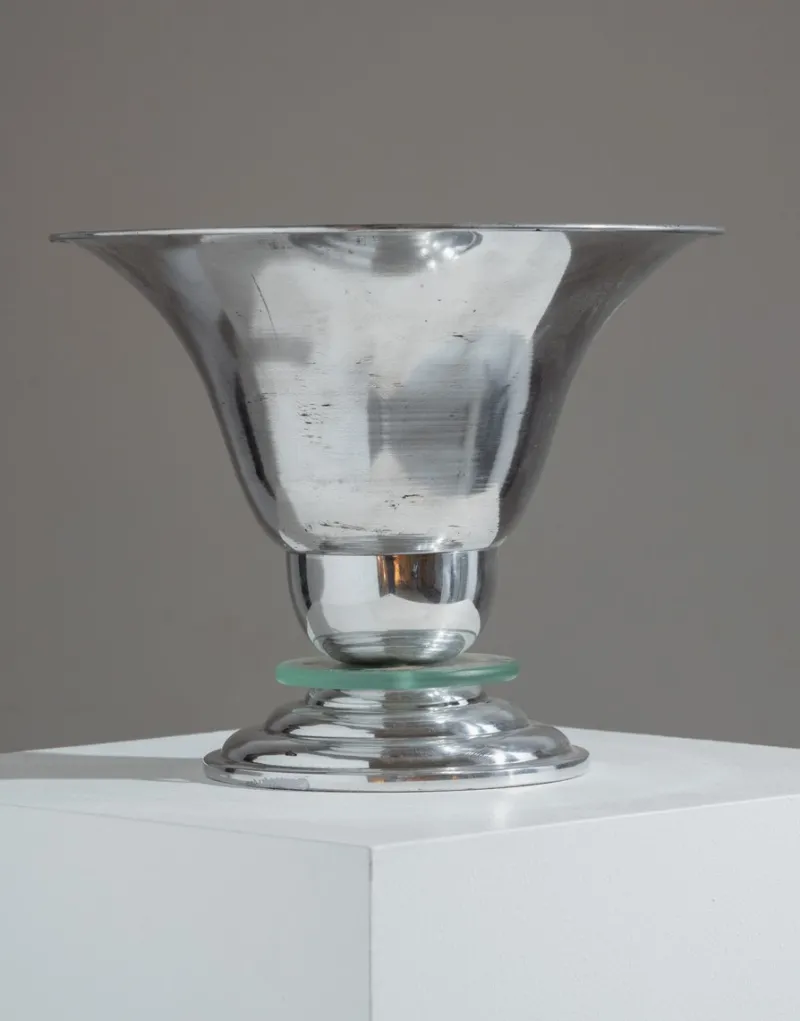 Pamono Art Deco Aluminum and Glass Lamp, 1960s> Table Lamps