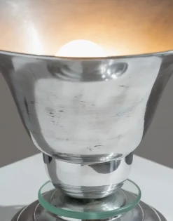 Pamono Art Deco Aluminum and Glass Lamp, 1960s><noscript><img width=