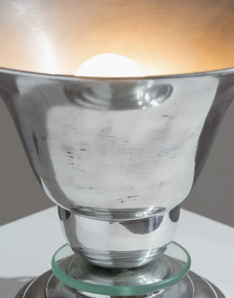 Pamono Art Deco Aluminum and Glass Lamp, 1960s> Table Lamps