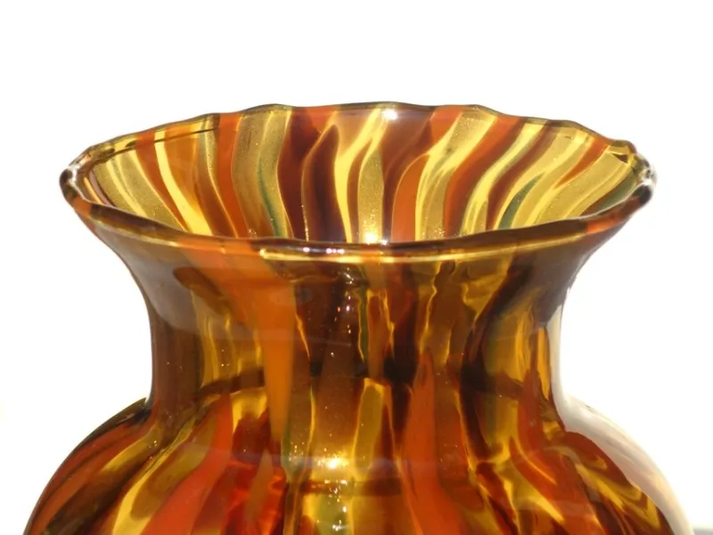Pamono Art Deco Amber and Spotted Gold Avventurina Murano Glass Vase, 1930s> Vases