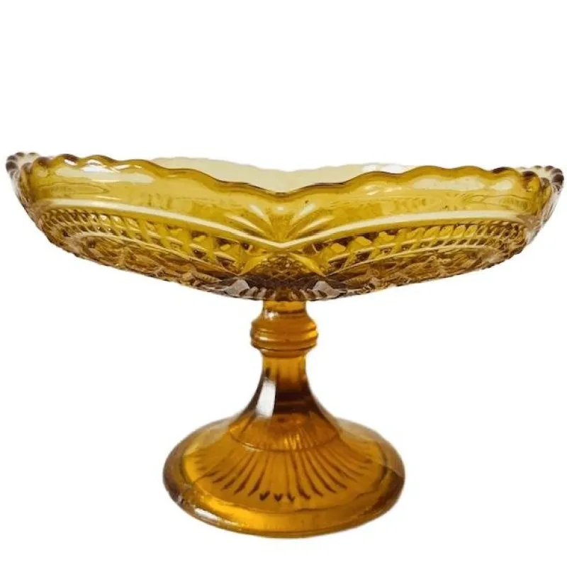 Pamono Art Deco Amber Glass Fruit Bowl on Foot, 1930s> Bowls