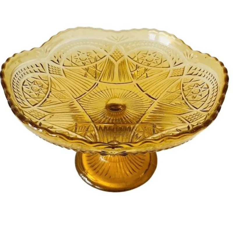Pamono Art Deco Amber Glass Fruit Bowl on Foot, 1930s> Bowls
