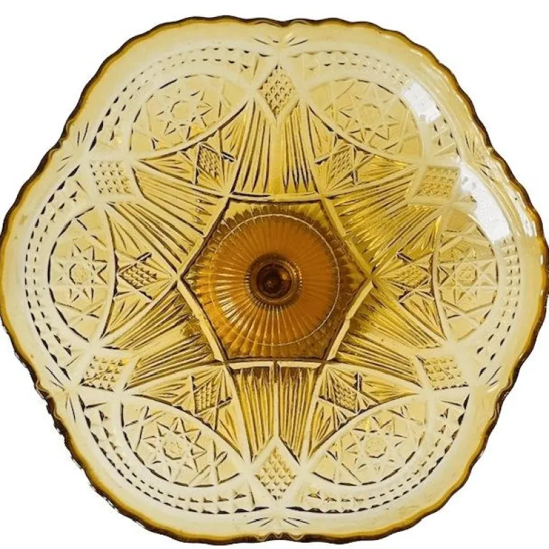 Pamono Art Deco Amber Glass Fruit Bowl on Foot, 1930s> Bowls