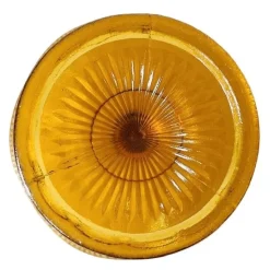 Pamono Art Deco Amber Glass Fruit Bowl on Foot, 1930s><noscript><img width=