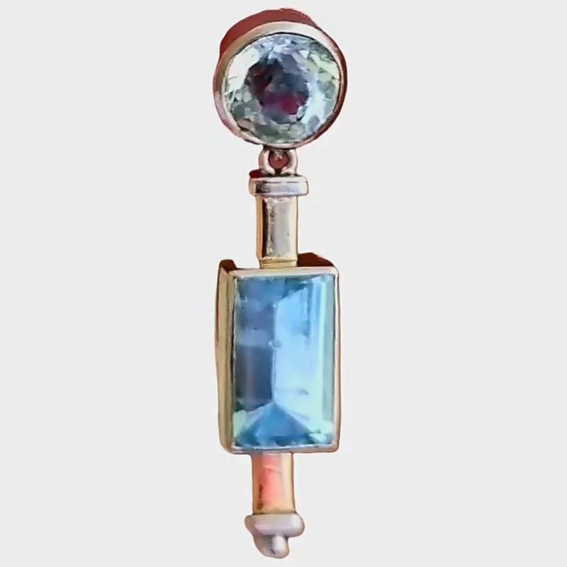 Pamono Art Deco Aquamarine Earrings in Platinum and Gold, 1925, Set of 2> Earrings
