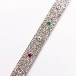 Pamono Art Deco Armband in Platium, 1920s><noscript><img width=