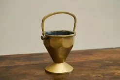 Pamono Art Deco Basket with Handle in Patinated Brass Early 20th Century, 1940s><noscript><img width=