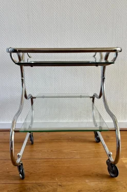 Hot Pamono Art Deco Bauhaus Chromed Bar Cart by Willem Hendrik Gispen