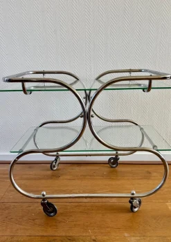 Hot Pamono Art Deco Bauhaus Chromed Bar Cart by Willem Hendrik Gispen