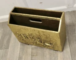 Discount Pamono Art Deco Beaten Brass Magazine Rack in Brass, 1920s