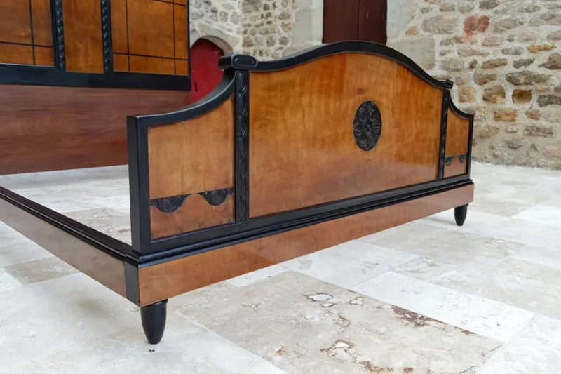 Clearance Pamono Art Deco Bed in Carved Wood, 1920