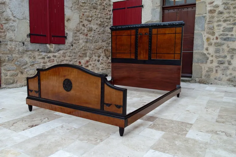 Clearance Pamono Art Deco Bed in Carved Wood, 1920