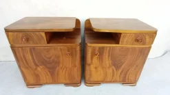 Pamono Art Deco Bedside Tables by Jindrich Halabala for Up Závody, 1940s, Set of 2> Nightstands