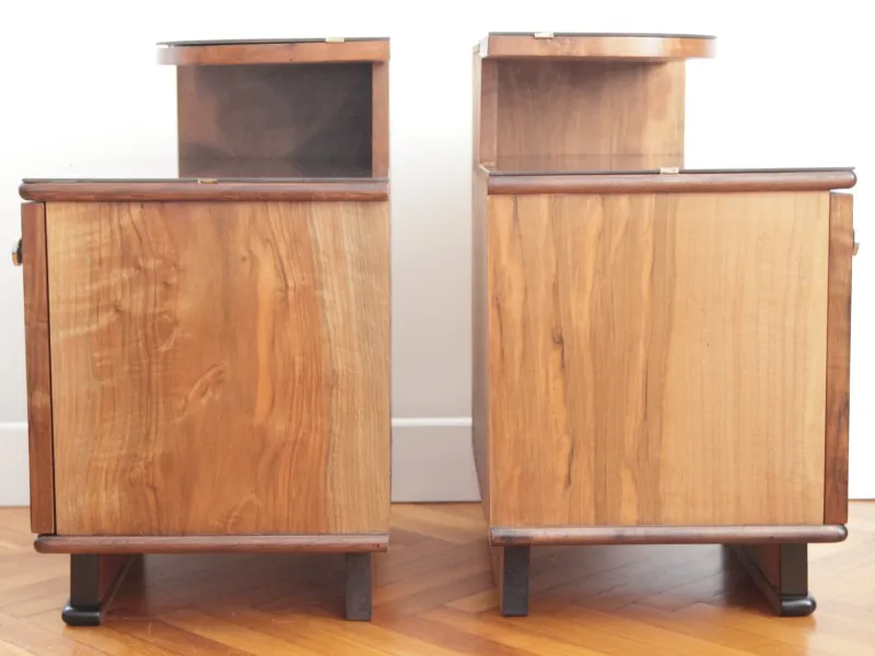 Pamono Art Deco Bedside Tables by Jindrich Halabala for Up Zavody, 1940s, Set of 2> Nightstands
