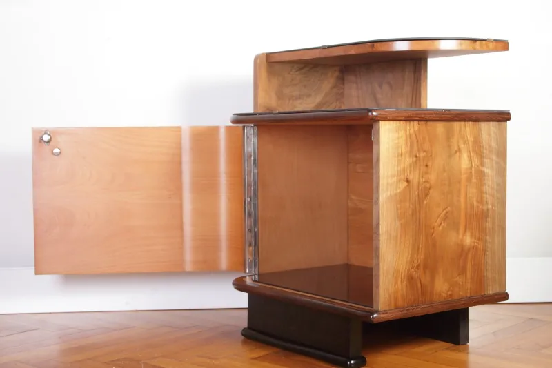 Pamono Art Deco Bedside Tables by Jindrich Halabala for Up Zavody, 1940s, Set of 2> Nightstands