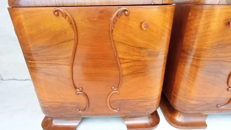 Pamono Art Deco Bedside Tables by Jindrich Halabala for Up Závody, 1930s, Set of 2> Nightstands