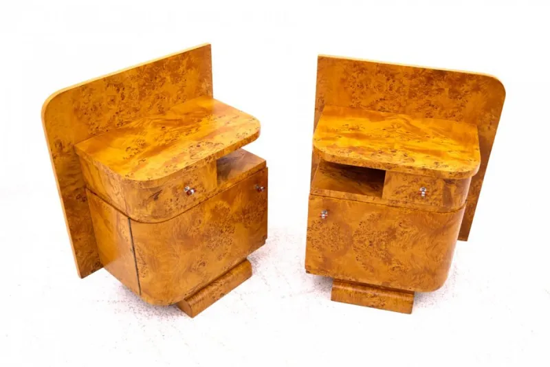 Best Pamono Art Deco Bedside Tables, Poland, 1930s, Set of 2