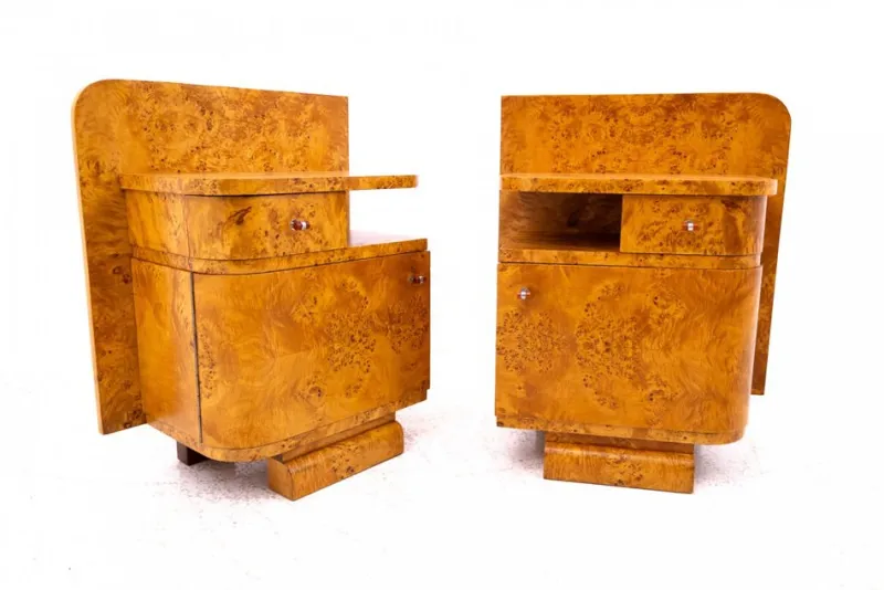 Best Pamono Art Deco Bedside Tables, Poland, 1930s, Set of 2