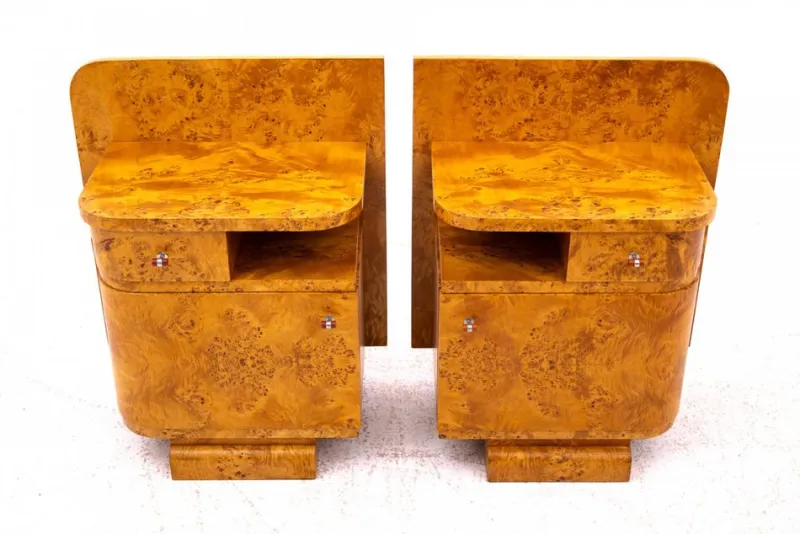 Best Pamono Art Deco Bedside Tables, Poland, 1930s, Set of 2