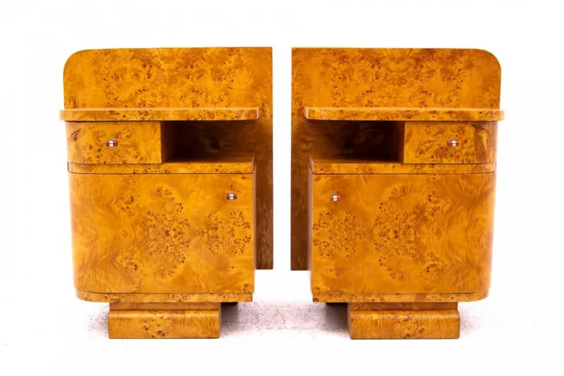Best Pamono Art Deco Bedside Tables, Poland, 1930s, Set of 2