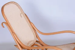 Pamono Art Deco Beech Rocking Chair with Footrest attributed to Thonet, Czech, 1920s