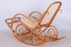 Pamono Art Deco Beech Rocking Chair with Footrest attributed to Thonet, Czech, 1920s