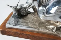 Best Pamono Art Deco Benjamin Rabier Chrome on Wooden Plate Cocktail Set, 1930s