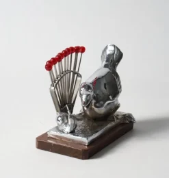 Best Pamono Art Deco Benjamin Rabier Chrome on Wooden Plate Cocktail Set, 1930s