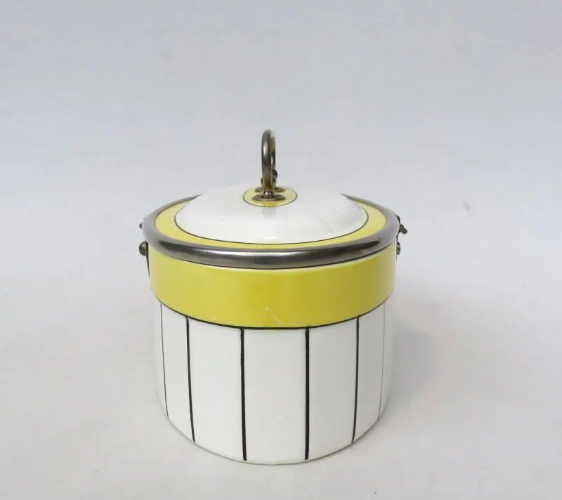 Pamono Art Deco Biscuit Box in Ceramic and Nickel-Plating, 1920s> Trunks Crates & Baskets