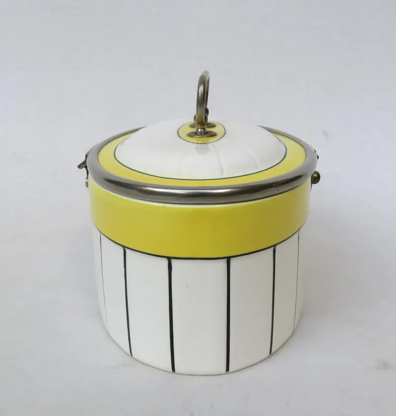 Pamono Art Deco Biscuit Box in Ceramic and Nickel-Plating, 1920s> Trunks Crates & Baskets