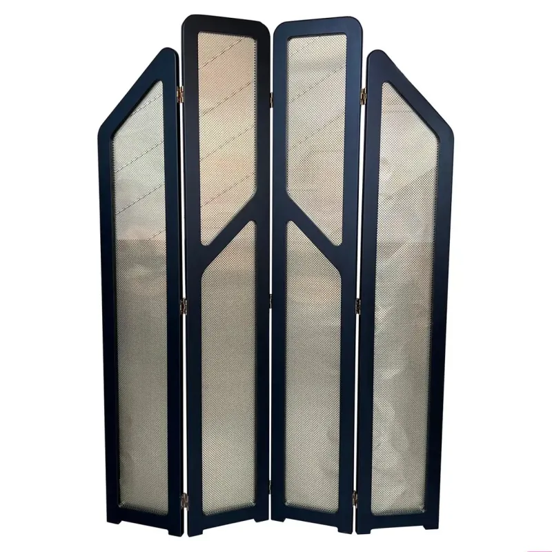 Pamono Art Deco Black Ebonized Wood and Gold Metal Screens, 1960s> Room Dividers & Screens