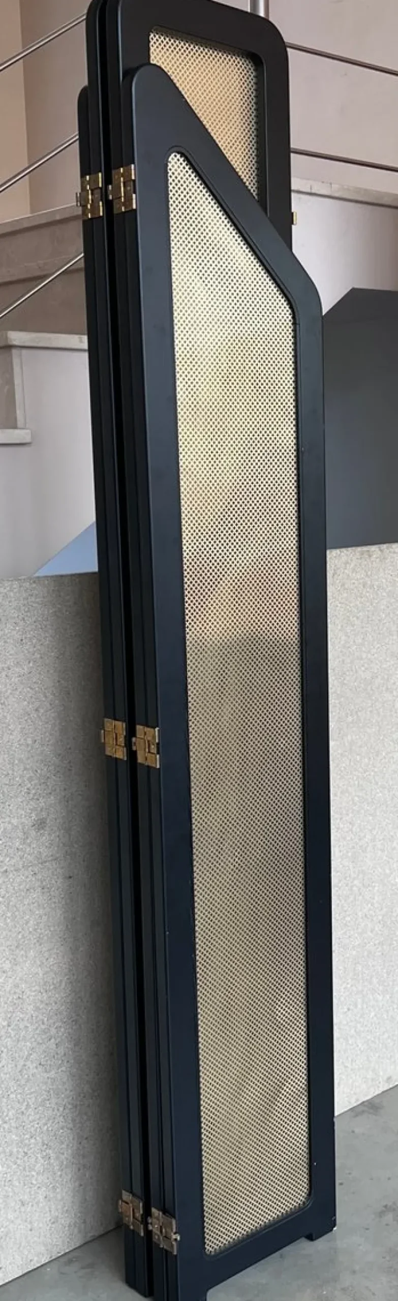 Pamono Art Deco Black Ebonized Wood and Gold Metal Screens, 1960s> Room Dividers & Screens