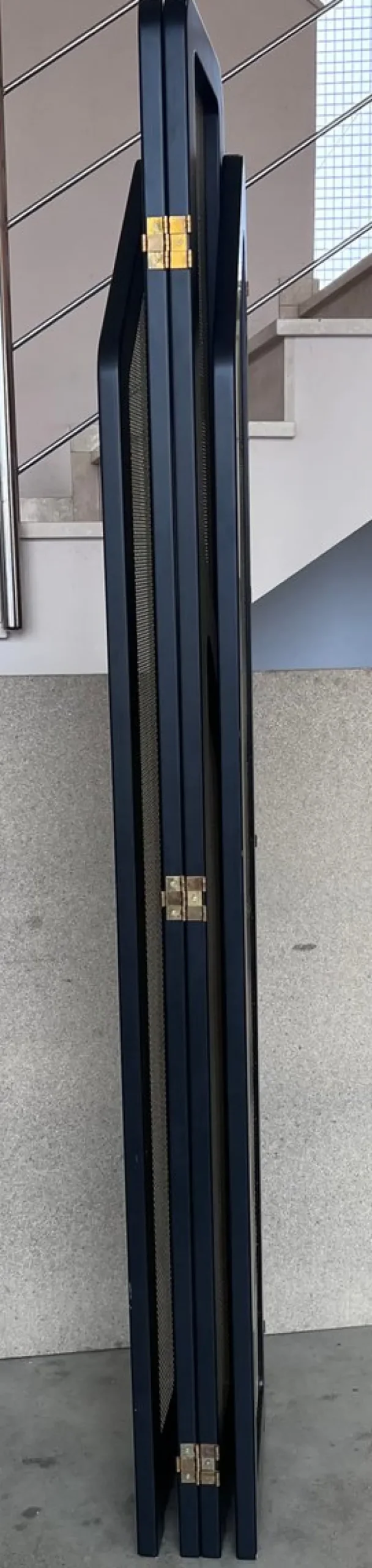 Pamono Art Deco Black Ebonized Wood and Gold Metal Screens, 1960s> Room Dividers & Screens