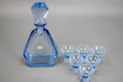 Outlet Pamono Art Deco Bohemian Blue Color Glass Decanter and Glasses, 1930s, Set of 7