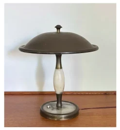 Outlet Pamono Art Deco Brass and Marble Table Lamp, 1930s