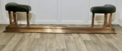 Pamono Art Deco Brass, Copper & Green Leather Club Fender> Fireplaces And Mantels
