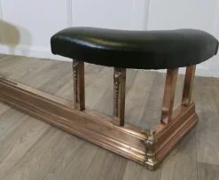 Pamono Art Deco Brass, Copper & Green Leather Club Fender> Fireplaces And Mantels