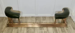 Pamono Art Deco Brass, Copper & Green Leather Club Fender><noscript><img width=